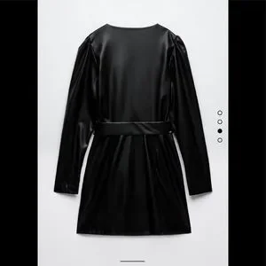 men's dress fashion 2024 ZARA Black Faux Leather Belted Top UK XS – Reliked main image 0
